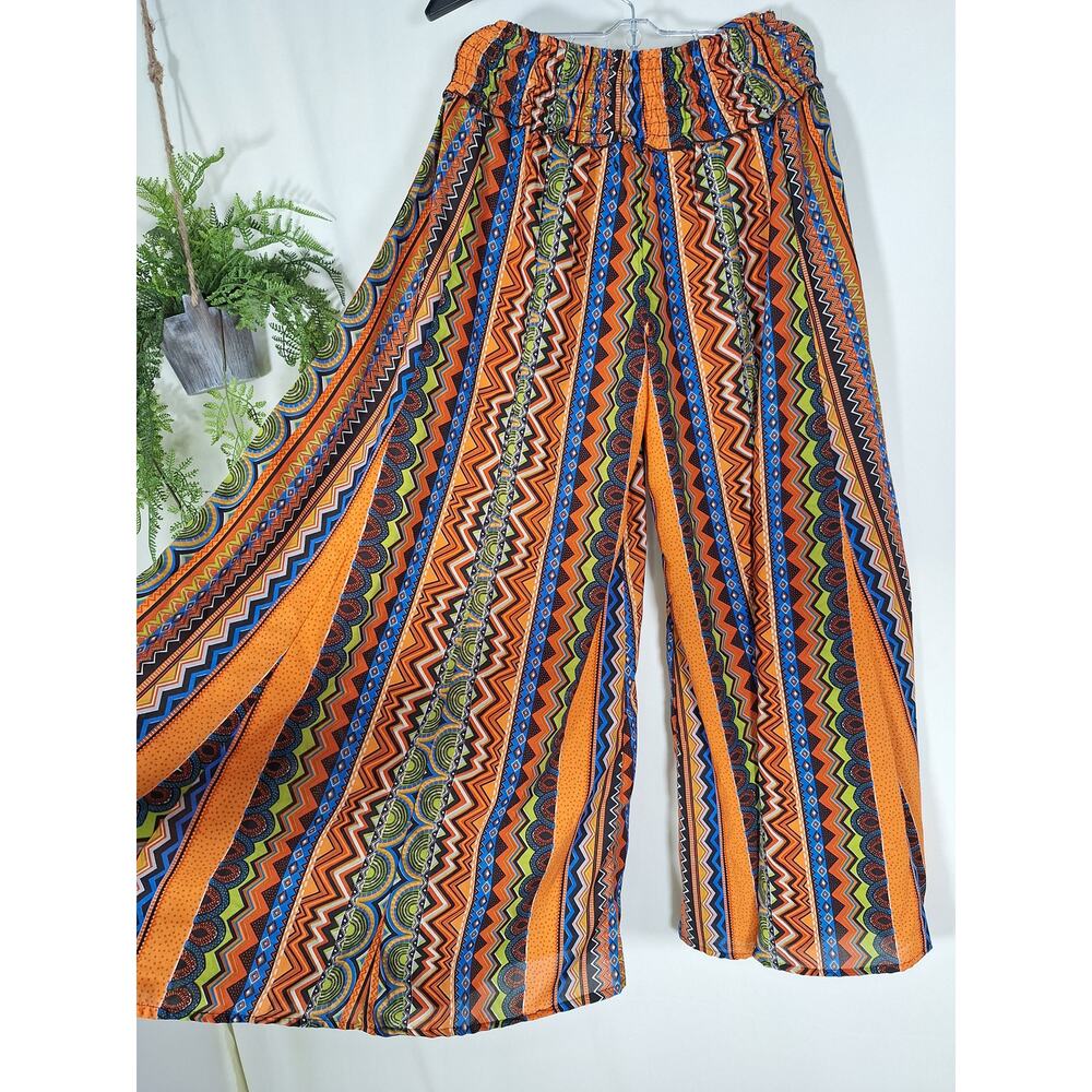Just Funky Women's Wide Leg Relaxed Stretchy Pants Multicolor Small - Picture 2 of 5